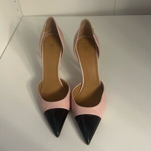 Tory Burch 6.5 d’orsay pumps heel black and blush worn once